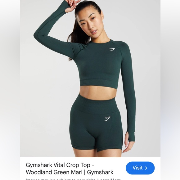 Gymshark Tops - New Gymshark Women's woodland Green Long Sleeve Crop Top